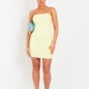 Lorena Lemon Satin Trim Bandeau Mini Dress