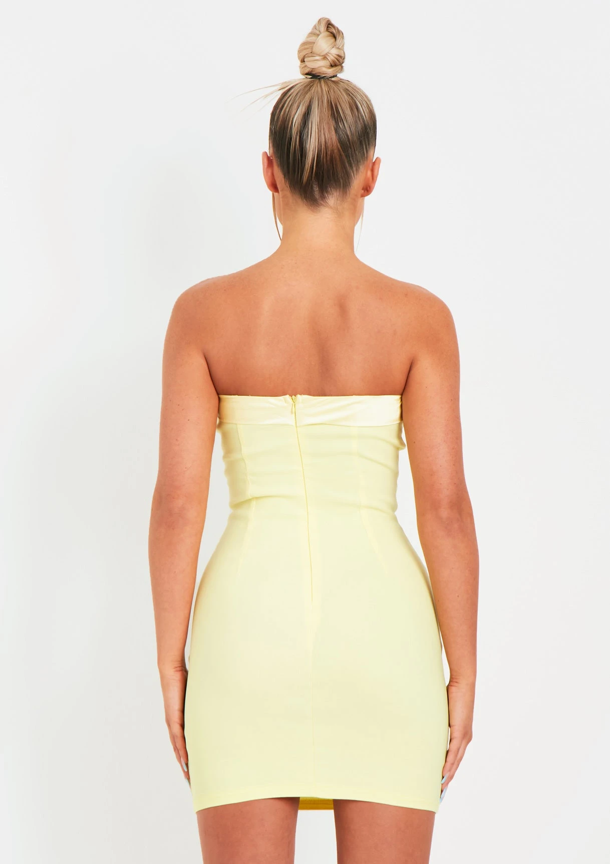 Lorena Lemon Satin Trim Bandeau Mini Dress 5 Lorena Lemon Satin Trim Bandeau Mini Dress - Image 3