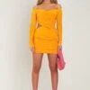 Viola Orange Bardot Wrap Ruched Mini Dress -LA Dress Sales Store me6772o 12 04 2022 mwv2b jpg fc6d1413 8a9b 4dc8 868c 05cac50847f1