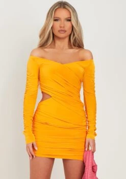 Viola Orange Bardot Wrap Ruched Mini Dress 11 Viola Orange Bardot Wrap Ruched Mini Dress -LA Dress Sales Store me6772o 12 04 2022 zsqnd jpg 97976915 74c0 4666 93b3 a95e320a39a6