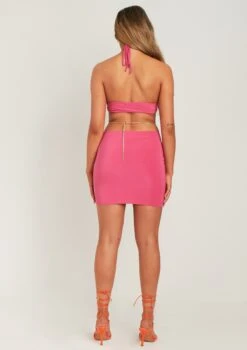 Hannah Pink Cut Out Mini Dress With Chain Detail -LA Dress Sales Store me6809op 21 04 2022 4weof jpg