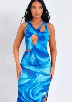 Aniyah Blue Swirl Print Midaxi Cut Out Dress -LA Dress Sales Store me6838 04 04 2022 hufbl jpg