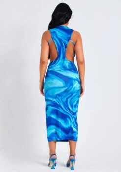Aniyah Blue Swirl Print Midaxi Cut Out Dress -LA Dress Sales Store me6838 04 04 2022 p39bd jpg
