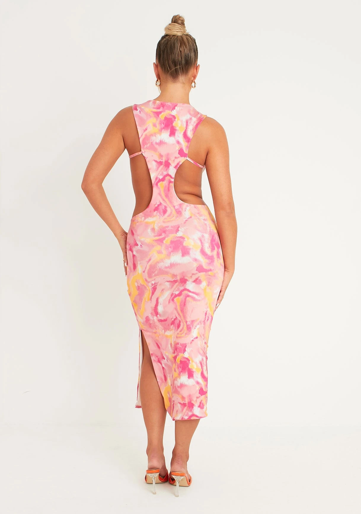 Aniyah Pink Abstract Print Midaxi Cut Out Dress 6 Aniyah Pink Abstract Print Midaxi Cut Out Dress - Image 4