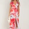 Gloria Pink Floral Print Wrap Maxi Dress