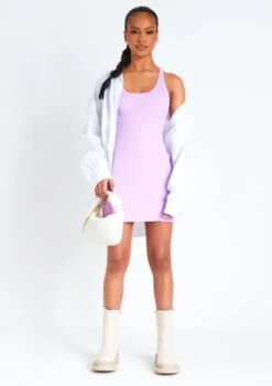 Brooke Lilac Cross Back Knitted Mini Dress