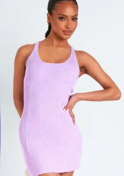 Brooke Lilac Cross Back Knitted Mini Dress -LA Dress Sales Store me6880 30 03 2022 su4re jpg