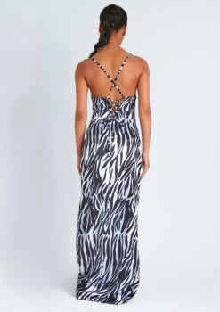 Hannah Zebra Print Satin Lace Up Back Maxi Dress -LA Dress Sales Store me6885 29 03 2022 z8hwh jpg