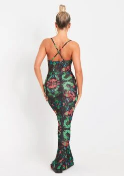 Marty Black Abstract Printed Mesh Cowl Neck Maxi Dress -LA Dress Sales Store me6975 13 05 2022 9s7w6 jpg