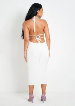 Eloise Cream Double Layer Slinky Tie Back Midi Dress -LA Dress Sales Store me6988 19 05 2022 l6evj jpg