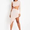 Aubrielle Baby Pink One Shoulder Glitter Slinky Cut Out Midi Dress -LA Dress Sales Store me7014 16 06 2022 gshkq jpg