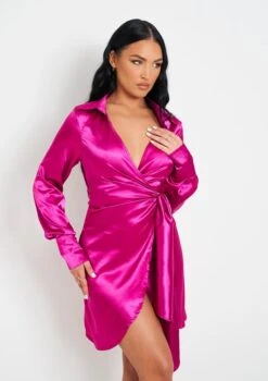 Mira Pink Satin Tie Waist Wrap Plunge Mini Dress -LA Dress Sales Store me7032 19 05 2022 7npvm jpg fe4d2c73 bdc7 4ba3 bae3 21bafabfded1