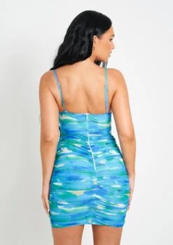 Johnanna Blue Print Mesh Corset Mini Dress -LA Dress Sales Store me7041 19 05 2022 gslft jpg