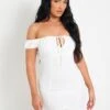 Khalani White Woven Frill Hem Mini Dress -LA Dress Sales Store me7060 19 05 2022 znmj2 jpg