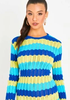 Harleigh Blue Multi Crochet Knit Backless Mini Dress -LA Dress Sales Store me7073 15 06 2022 5olg5 jpg