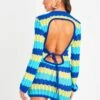 Harleigh Blue Multi Crochet Knit Backless Mini Dress -LA Dress Sales Store me7073 15 06 2022 nhd4r jpg