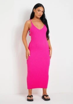 Luella Pink Rib Knit Midi Dress -LA Dress Sales Store me7074 20 05 2022 jvqkh jpg