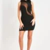 Tyla Black Mesh Panel High Neck Sleeveless Mini Dress -LA Dress Sales Store me7081 31 05 2022 mwnua jpg