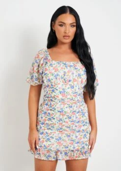 Demi White Floral Printed Mini Dress -LA Dress Sales Store me7171 18 05 2022 fpmq6 jpg