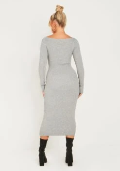 Kim Light Grey Knit Square Neck Long Sleeve Midi Dress -LA Dress Sales Store me7320g 21 10 2022 ywkqr jpg 34f9c1b0 0841 4644 ab02 b86674804078