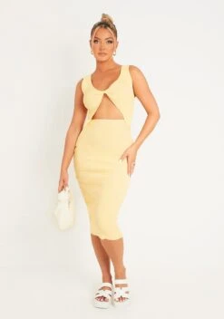 Safiyah Lemon Twist Cut Out Knitted Midi Dress -LA Dress Sales Store me7324 19 08 2022 3dfdz jpg