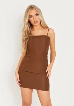 Emerson Chocolate Longline Strappy Mini Dress