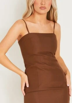 Emerson Chocolate Longline Strappy Mini Dress -LA Dress Sales Store me7353 27 10 2022 jdwcl jpg d1d63e86 672a 408c b3dd a93db15ea728