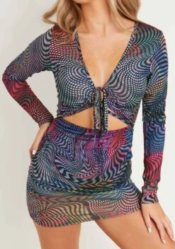 Klyah Multi Abstract Print Long Sleeve Cross Front Mini Dress -LA Dress Sales Store me7355 22 09 2022 5vxnw jpg 946859c0 a25f 492f 82d6 036460b737b7