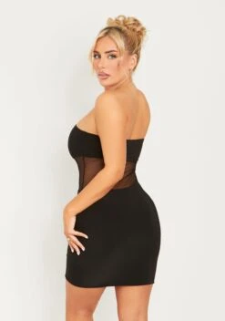 Ophelia Black Slinky Mesh Cut Out Bandeau Mini Dress -LA Dress Sales Store me7390 11 10 2022 dl7wj jpg