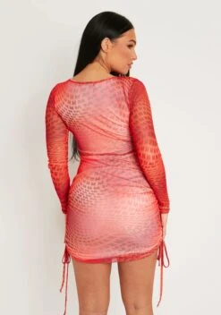 Enola Red Print Long Sleeved Ruched Side Mini Dress -LA Dress Sales Store me7434 10 10 2022 ijrox jpg 29a71f61 9e87 4f70 97fb efaf7f5a9f3d