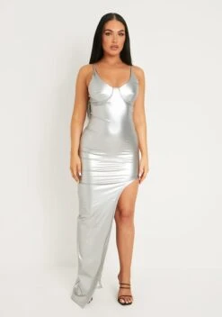 Mikayla Silver Leather Look Strappy Metallic Maxi Dress With Side Split -LA Dress Sales Store me7449 20 09 2022 lgm7w jpg 0bd943d0 bc76 4be7 8fc9 589c9ecffe6a